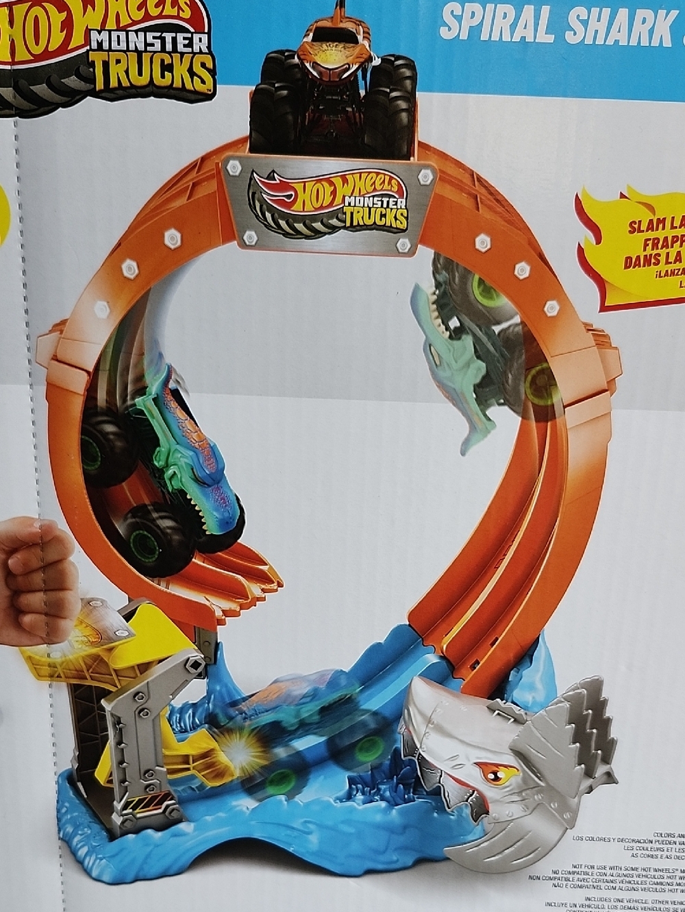 Hit Wheels Spiral Shark Smash Playset - Teal Mega-Wrex Monster Truck - Picture 5 of 7